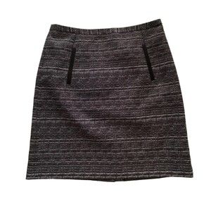 Ann Taylor Loft Knee Length Pencil Skirt Slant Pockets Size 4 Black Grey White